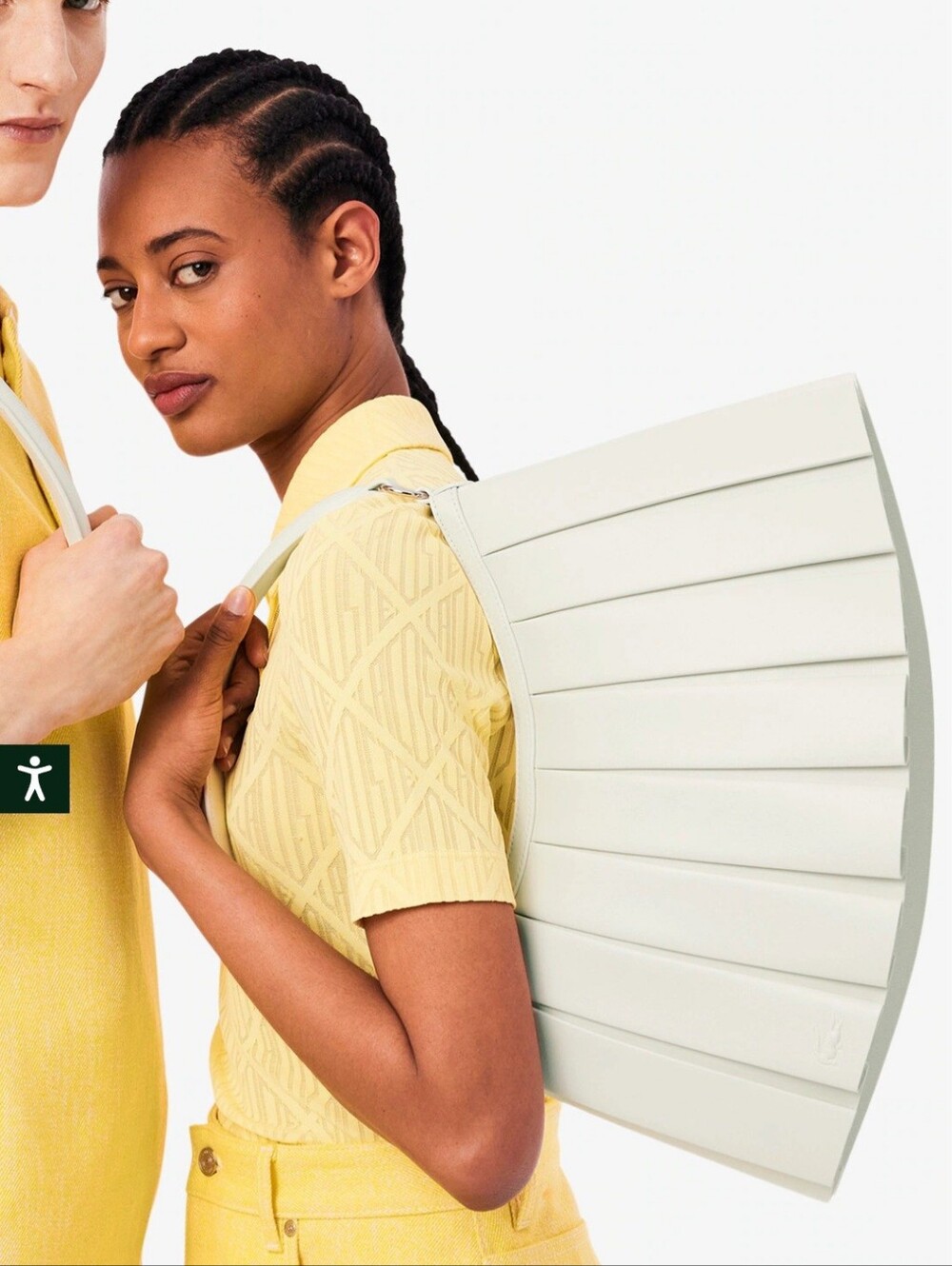 NWT- Lacoste Large Lenglen Skirt/Fan Shoulder Bag in Cristalline White